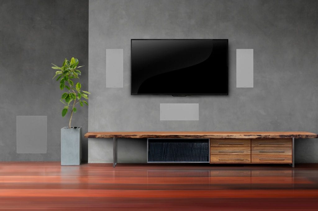 Modern living room with wall-mounted flat-screen TV